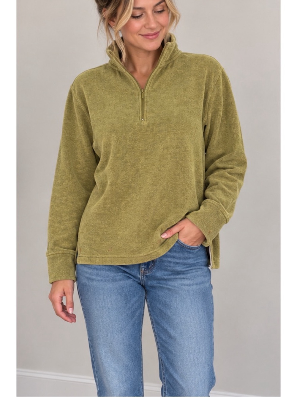 Orvis Green 1/4 Zip Pullover Top size Medium